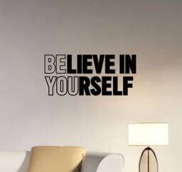 Believe in Yourself Wall Decal Vinyl Sticker Motivational Quote Sports Life Workout Inspirational Saying Art Home Room Gym Decor Hq43 - thumbnail 1