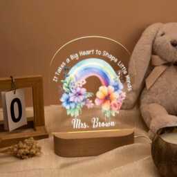Teacher Night Light, Personalized Rainbow Lights, Appreciation Gift, Grateful Night Light, Back To School Gift Bedroom Nursery Light - thumbnail 1