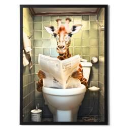 Giraffe On The Toilet Poster - Bathroom Wall Art Animal Home Decor in A Variety Of Sizes - thumbnail 2