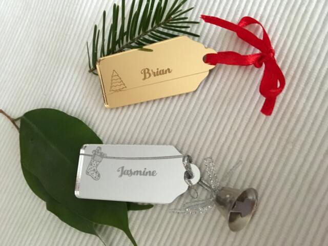 Custom Christmas Gift Name Tags - Personalized Engraved Stocking Ornaments- Holiday Labels - image 1