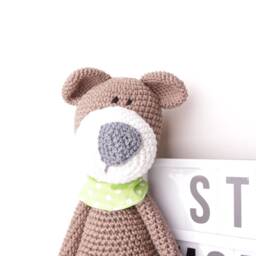 Crochet Playwatch Bruno Bear Teddy-Dark Brown - thumbnail 3