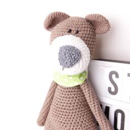 Crochet Playwatch Bruno Bear Teddy-Dark Brown - thumbnail 2