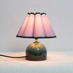 Handmade Purple Fabric Table Lamp Dark Green Ceramic Base-58#