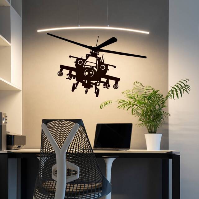Helicopter Wall Sticker - Art Copter Vinyl Decal Aircraft Pilot Decor Military Removable Decals Boy Army Mural Flying Fighter Stickers - image 1