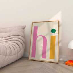 Hi Word Print, Unframed Art, Typography Poster Quotes, Simple, Hello, Wall Retro, Trendy, Minimalist, Poster, Bright, Funky Simple - thumbnail 3