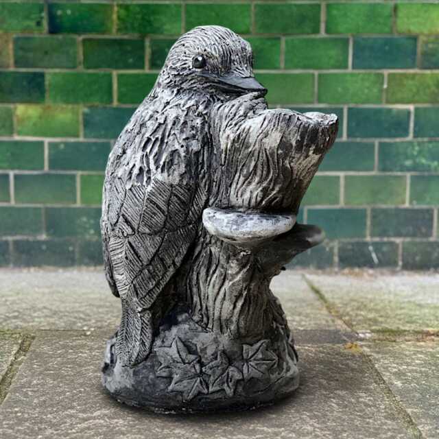 Stone Bird With Tree Stump Decor Concrete Garden Statue Garden Figurine Cement Ornament Front Door Sculpture Handmade - image 1