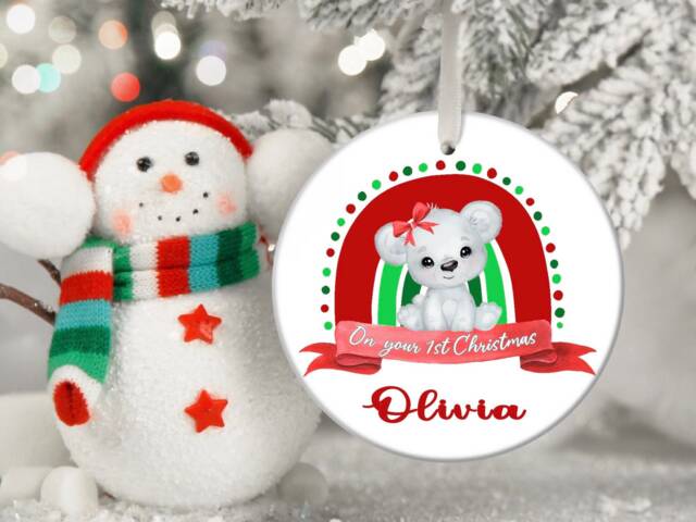 Baby Girl Girls First 1st Christmas Personalised Bauble Funny Gift Present Keepsake Novelty Tree Xmas For Kids Daughter