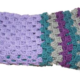 Crib Afghan, Crochet Baby Heirloom Blanket, Granny Purple Square Afghan - thumbnail 3