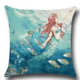 45cm X Mermaid Cushion Cover/Ocean Beach Sea Fish Theme Pillow - thumbnail 2