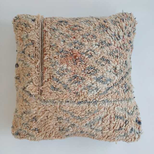 Moroccan Wool Cushion Cover, Handmade Berber Pillow, Multicoloured Vintage Rug Cushion, Tribal Throw 20''x20''/50x50 cm - image 1