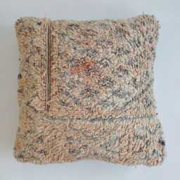 Moroccan Wool Cushion Cover, Handmade Berber Pillow, Multicoloured Vintage Rug Cushion, Tribal Throw 20''x20''/50x50 cm - thumbnail 1