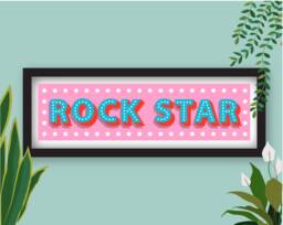Framed Rock Star Print, Cool Kids Panoramic Typography Rockstar Music Teen Bedroom Print - thumbnail 1