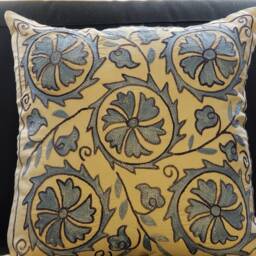 Suzani Pillow Case, Cushion Cover, Embroidered Crocheted Pillow, Handmade - thumbnail 3