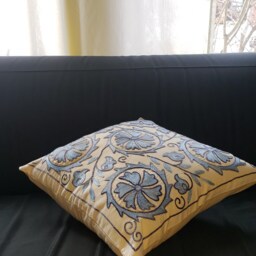 Suzani Pillow Case, Cushion Cover, Embroidered Crocheted Pillow, Handmade - thumbnail 2