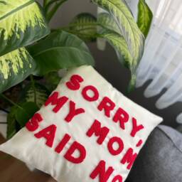 Tufted Punch Needle Pillow Cover, Handmade Linen Cushion Case, Funny Mom Gift - thumbnail 2