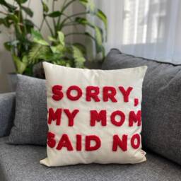 Tufted Punch Needle Pillow Cover, Handmade Linen Cushion Case, Funny Mom Gift - thumbnail 3