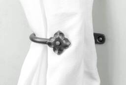 Small Forged Iron Flower Curtain Tie Backs - Rosette Holdbacks, Pair - thumbnail 1