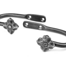 Small Forged Iron Flower Curtain Tie Backs - Rosette Holdbacks, Pair - thumbnail 3