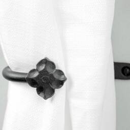 Small Forged Iron Flower Curtain Tie Backs - Rosette Holdbacks, Pair - thumbnail 2