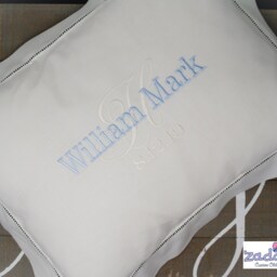 Exquisite Personalized Linen Hemstitch Baby Pillow For Baby's Nursery-Baby Shower Gift-White Pillow-Monogram Pillow-Baby Nursery - thumbnail 4