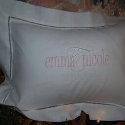 Exquisite Personalized Linen Hemstitch Baby Pillow For Baby's Nursery-Baby Shower Gift-White Pillow-Monogram Pillow-Baby Nursery - thumbnail 2