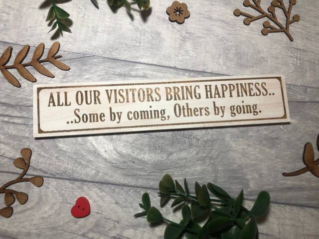 Funny Visitors Sign Laser Engraved Reclaimed Wood Wall Decor - image 1