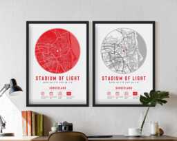 Sunderland Stadium Of Light Minimalist Map Prints & Frames - Gift Decor Football Dad Granddad Brother Uncle The Black Cats For Him Her - thumbnail 1