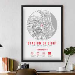 Sunderland Stadium Of Light Minimalist Map Prints & Frames - Gift Decor Football Dad Granddad Brother Uncle The Black Cats For Him Her - thumbnail 2