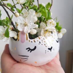 Easter Table Decor, Tiny Planter, Bunny Handmade Ceramic Mini Succulent Rabbit, Animal Planter - thumbnail 2