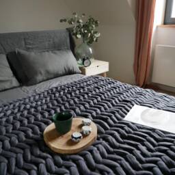 Organic 100 % Merino Wool Chunky Knit Giant Blanket, Throw, Arm Knit, Perfect Anniversary Gift - thumbnail 2