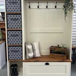 Handmade Pine Hall Bench With Storage, Cream Farrow & Ball Finish - thumbnail 4