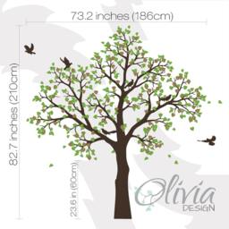White Tree Wall Mural. Large Baby Nursery Decal. With Birds -Nt043 - thumbnail 2