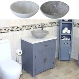 Bathroom Vanity Grey Painted Wash Stand White Quartz Marble Stone Basin 502Gwqsbc - thumbnail 2