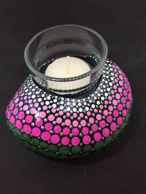 Mandala Stone Tealight Holder Windlight - image 1