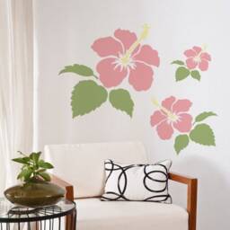 Hibiscus Wall Stencil - Wall Art Stencil Instead Of Decals Easy To Use Stencils For A Quick Room Update Floral Walls - thumbnail 1