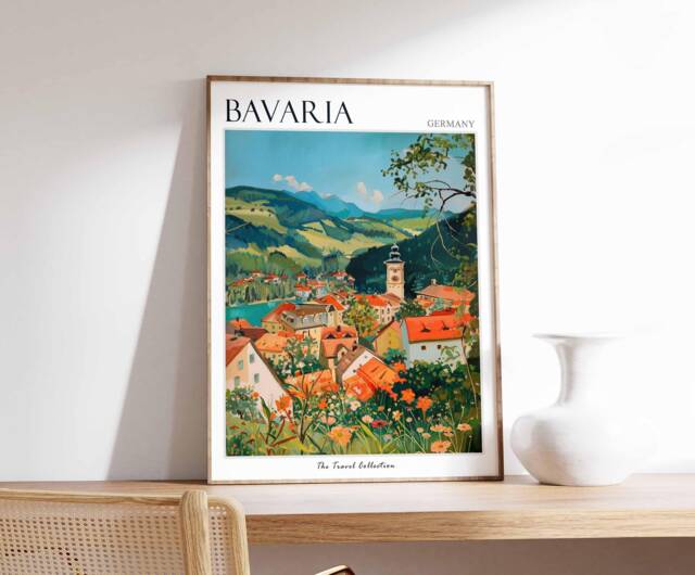 Bavaria Travel Poster Vintage German Village Art Print - image 1