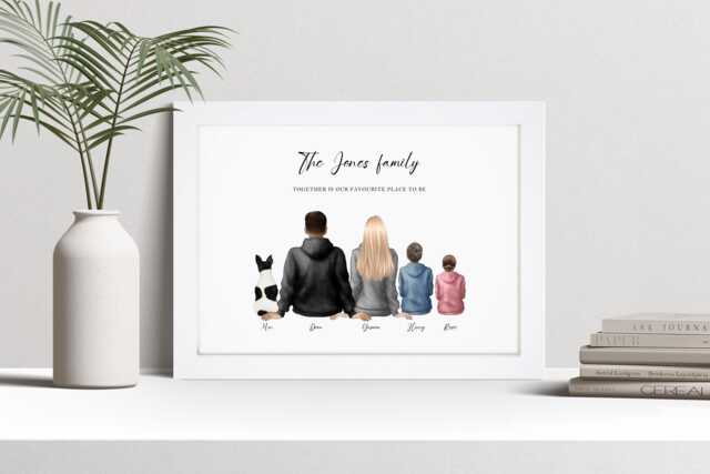 Personalised Family Portrait Print, Custom Wall Art Framed Picture Gift, Present For Mum, Dad Nl - image 1