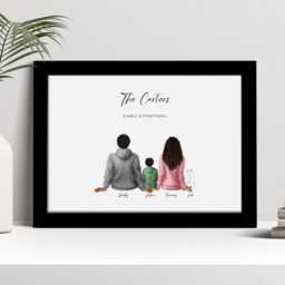 Personalised Family Portrait Print, Custom Wall Art Framed Picture Gift, Present For Mum, Dad Nl - thumbnail 2