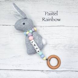 Personalised Bespoke Gift My First Easter Bunny Rattle Sensory Engraved Toy Newborn New Mum Gift Name - thumbnail 4