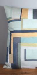 Green Abstract Block Cushion Cover, Geometric Pattern With Zip, 40cm, 45cm, 50cm Square Sizes, Handmade By Vivid Shades - thumbnail 2
