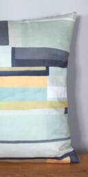Green Abstract Block Cushion Cover, Geometric Pattern With Zip, 40cm, 45cm, 50cm Square Sizes, Handmade By Vivid Shades - thumbnail 3