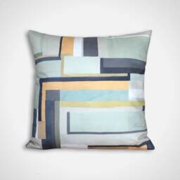 Green Abstract Block Cushion Cover, Geometric Pattern With Zip, 40cm, 45cm, 50cm Square Sizes, Handmade By Vivid Shades - thumbnail 1