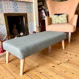 Scandinavian Large Footstool Upholstered Ottoman Upholstered Coffee Table, Skani Style - thumbnail 2