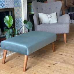 Scandinavian Large Footstool Upholstered Ottoman Upholstered Coffee Table, Skani Style - thumbnail 3