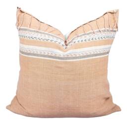 Handwoven Karen Textile Pillow Cover, Brown Tribal Cushion, Rustic Ethnic Decor - 20x20 - thumbnail 3