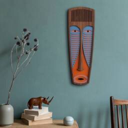 Decorative Wall Mask, Unique Wooden Art, Living Room Decor, Sculpture, Office African Tribal Art - thumbnail 3