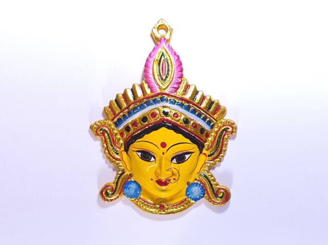 Goddess Durga Wall Hanging Face With Nose Ring, Solid Alloy, Built To Last - image 1
