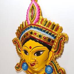 Goddess Durga Wall Hanging Face With Nose Ring, Solid Alloy, Built To Last - thumbnail 2