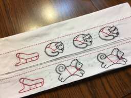 Hand Embroidered Siberian Husky Pillowcases Vintage Sled Dog Decor - thumbnail 1
