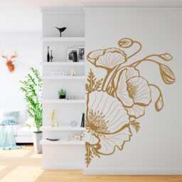 Poppy Flower Wall Sticker - Floral Decal For Home Decor Elegant Art - thumbnail 2